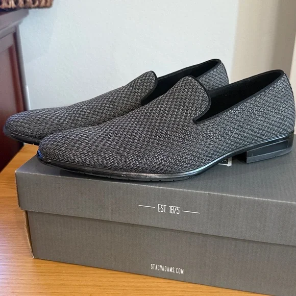 Stacy Adams Charcoal Textured Loafers - Picture 2 of 6